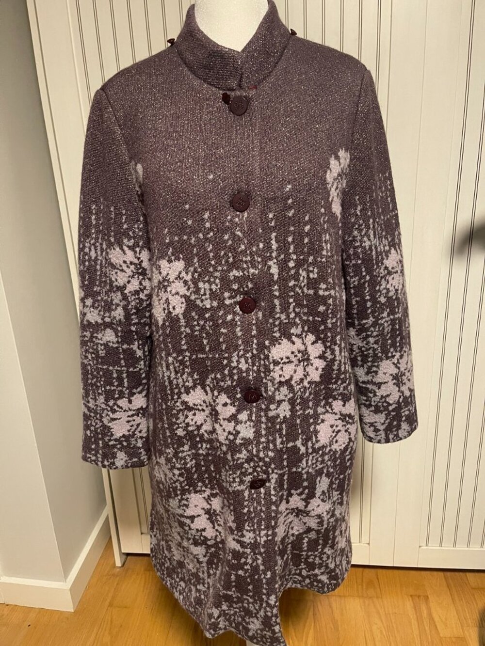 MORADO Purple Floral Wool 21% Coat Korean Vintage Women's Large
